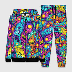 Женский 3D-костюм Кислотные психоделические черепа, цвет: 3D-черный