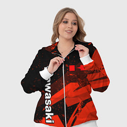 Женский 3D-костюм Кавасаки - красные брызги, цвет: 3D-белый — фото 2