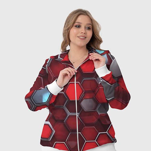 Женский костюм Cyber hexagon red / 3D-Белый – фото 3