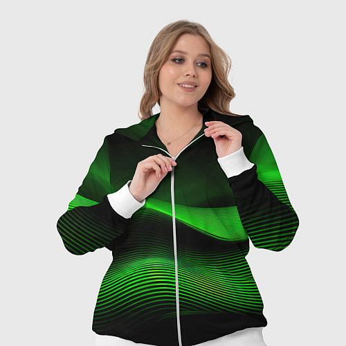 Женский костюм Зеленые абстрактные волны / 3D-Белый – фото 3