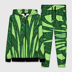 Женский 3D-костюм Зеленый растительный мотив, цвет: 3D-черный