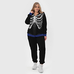 Женский 3D-костюм Скелет: ребра с пауком и паутиной, цвет: 3D-синий — фото 2