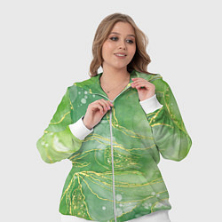 Женский 3D-костюм Абстрактный зеленый мрамор с золотым, цвет: 3D-белый — фото 2