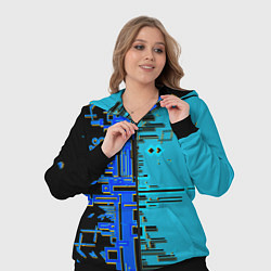 Женский 3D-костюм Кибер-глитч синий, цвет: 3D-черный — фото 2