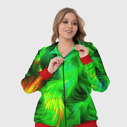 Женский 3D-костюм Зеленый абстрактный дым, цвет: 3D-красный — фото 2