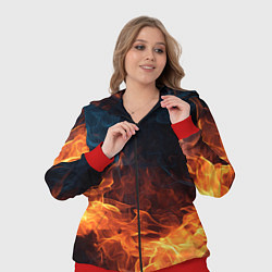 Женский 3D-костюм Fire black background, цвет: 3D-красный — фото 2