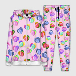 Женский 3D-костюм Цветные сердечки, цвет: 3D-белый