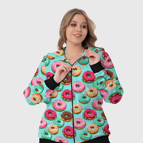 Женский костюм Разноцветные пончики паттерн / 3D-Черный – фото 3