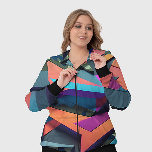 Женский костюм Камуфляж и цветная геометрия - нейросеть / 3D-Черный – фото 3