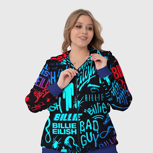 Женский костюм Billie Eilish neon pattern / 3D-Синий – фото 3