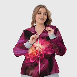 Женский 3D-костюм Розовый цветок в огне - нейросеть, цвет: 3D-меланж — фото 2
