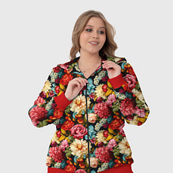 Женский 3D-костюм Узор из роз и разных цветов, цвет: 3D-красный — фото 2