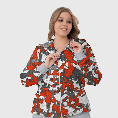 Женский костюм Абстракция серо-красная / 3D-Меланж – фото 3