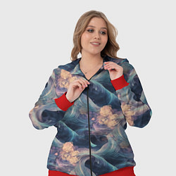 Женский 3D-костюм Волнообразная фрактальная абстракция, цвет: 3D-красный — фото 2