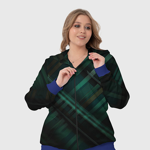 Женский костюм Тёмно-зелёная шотландская клетка / 3D-Синий – фото 3