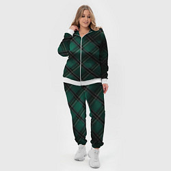 Женский 3D-костюм Тёмно-зелёная диагональная шотландская клетка, цвет: 3D-белый — фото 2