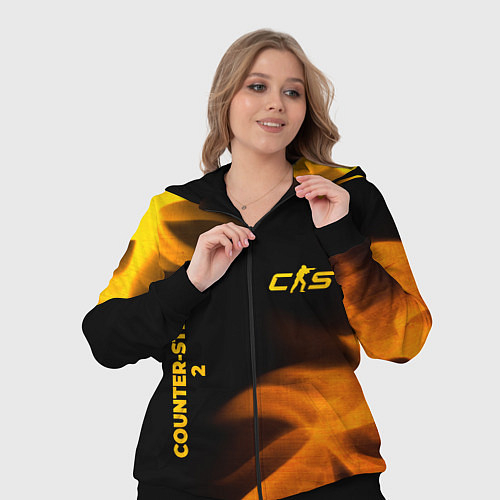 Женский костюм Counter-Strike 2 - gold gradient вертикально / 3D-Черный – фото 3