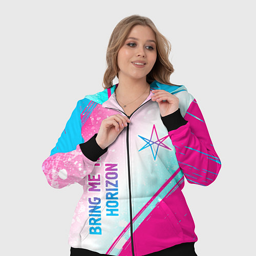 Женский костюм Bring Me the Horizon neon gradient style вертикаль / 3D-Черный – фото 3