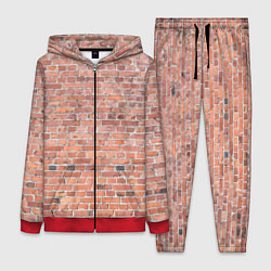 Женский 3D-костюм Кирпичная стена узор, цвет: 3D-красный