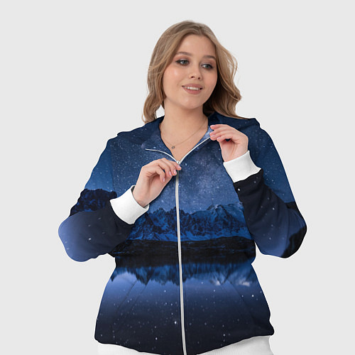 Женский костюм Галактическая зимняя ночь в горах / 3D-Белый – фото 3