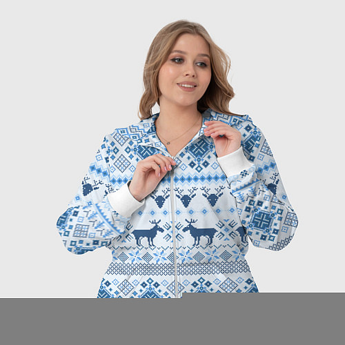 Женский костюм Blue sweater with reindeer / 3D-Белый – фото 3