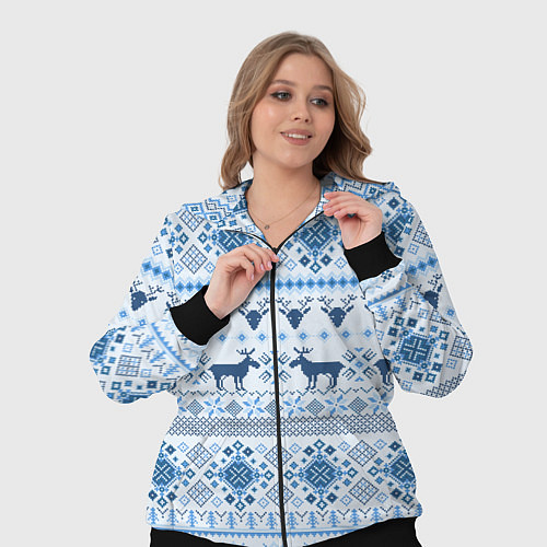 Женский костюм Blue sweater with reindeer / 3D-Черный – фото 3