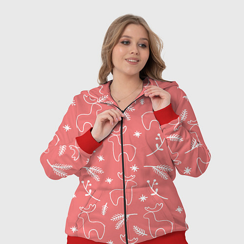 Женский костюм Рождественский принт с оленями / 3D-Красный – фото 3