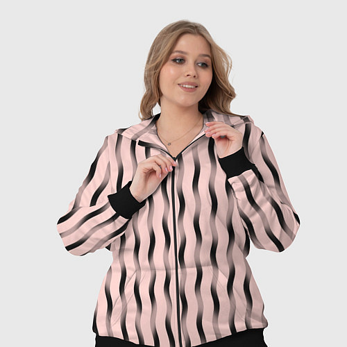 Женский костюм Розовый с волнистыми линиями / 3D-Черный – фото 3