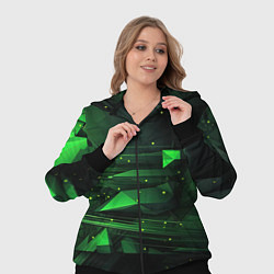 Женский 3D-костюм Преобразования зеленого в абстракции, цвет: 3D-черный — фото 2