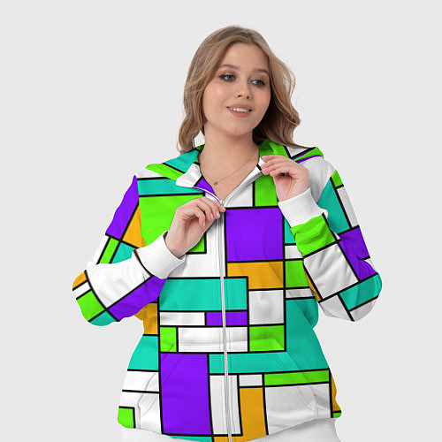 Женский костюм Геометрический зелёно-фиолетовый / 3D-Белый – фото 3