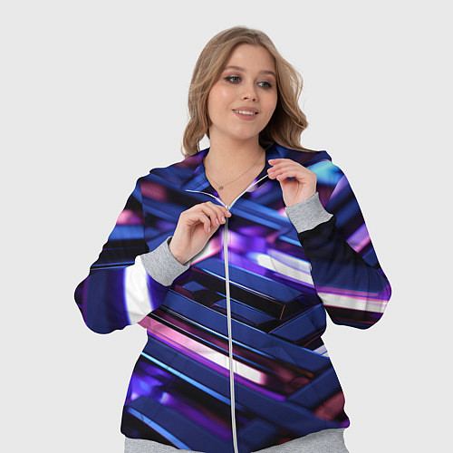 Женский костюм Фиолетовые неоновые конструкции / 3D-Меланж – фото 3