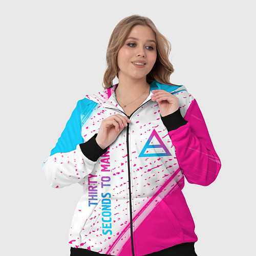 Женский костюм Thirty Seconds to Mars neon gradient style вертика / 3D-Черный – фото 3