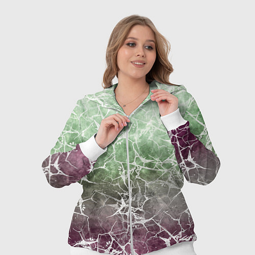 Женский костюм Абстракция - spider web on purple-green background / 3D-Белый – фото 3