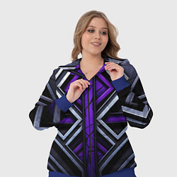 Женский 3D-костюм Фиолетовые вставки на черном фоне, цвет: 3D-синий — фото 2