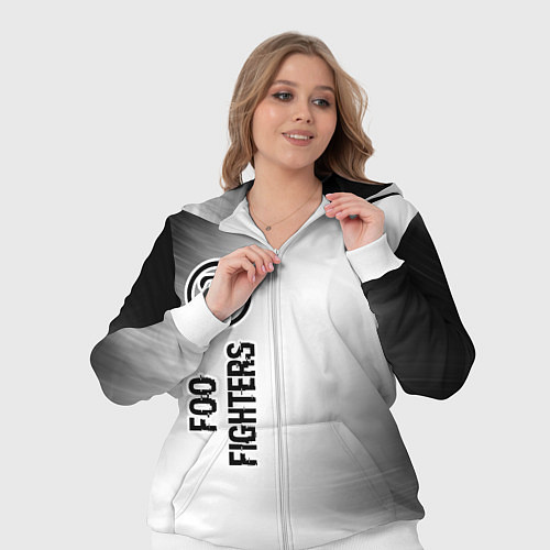 Женский костюм Foo Fighters glitch на светлом фоне по-вертикали / 3D-Белый – фото 3