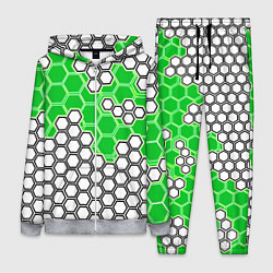 Женский 3D-костюм Зелёная энерго-броня из шестиугольников, цвет: 3D-меланж