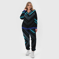 Женский 3D-костюм Черный и синий фон с абстракцией, цвет: 3D-синий — фото 2