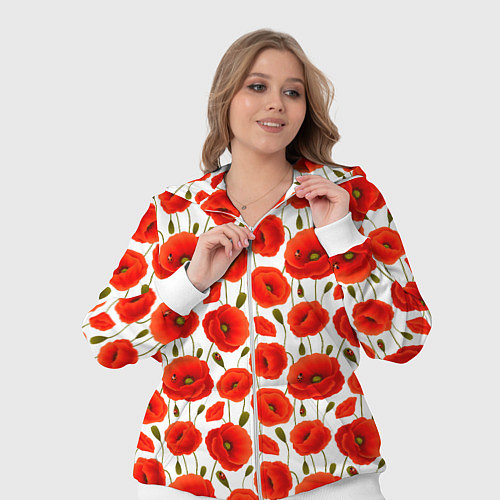 Женский костюм Полевые цветы маки / 3D-Белый – фото 3