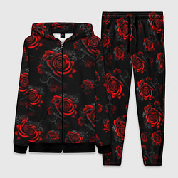 Женский 3D-костюм Красные розы цветы, цвет: 3D-черный