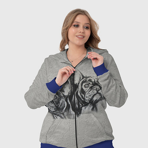 Женский костюм Французские бульдоги пара / 3D-Синий – фото 3