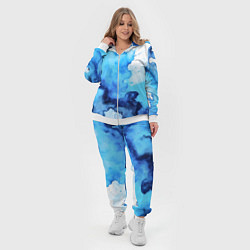 Женский 3D-костюм Синяя акварельная абстракция, цвет: 3D-белый — фото 2