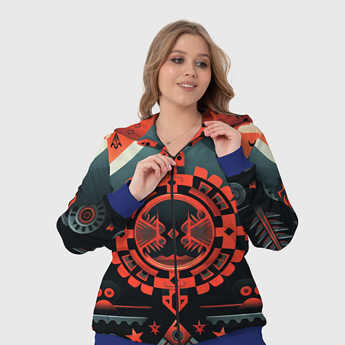 Женский костюм Рисунок в стиле американских индейцев / 3D-Синий – фото 3