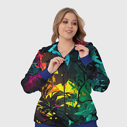 Женский 3D-костюм Яркие разноцветные абстрактные листья, цвет: 3D-синий — фото 2