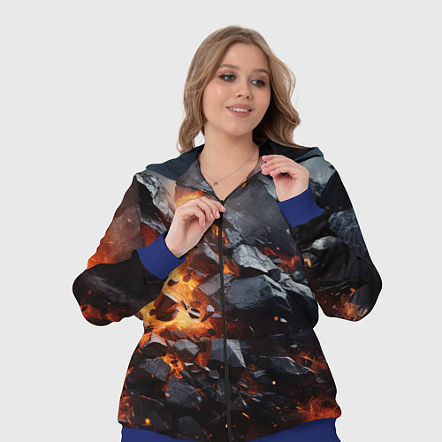 Женский костюм Взрыв камней и плит / 3D-Синий – фото 3