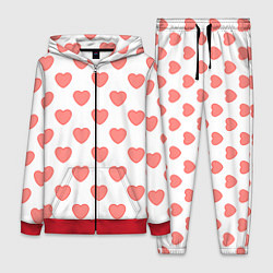 Женский 3D-костюм Розовые сердца фон, цвет: 3D-красный