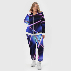 Женский 3D-костюм Фиолетовая геометрическая абстракция, цвет: 3D-белый — фото 2