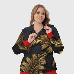 Женский 3D-костюм Золотые узоры в виде листьев, цвет: 3D-красный — фото 2