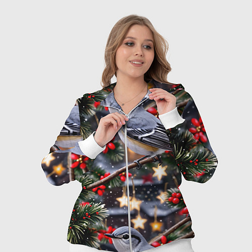 Женский костюм Рождественская птица пересмешник / 3D-Белый – фото 3