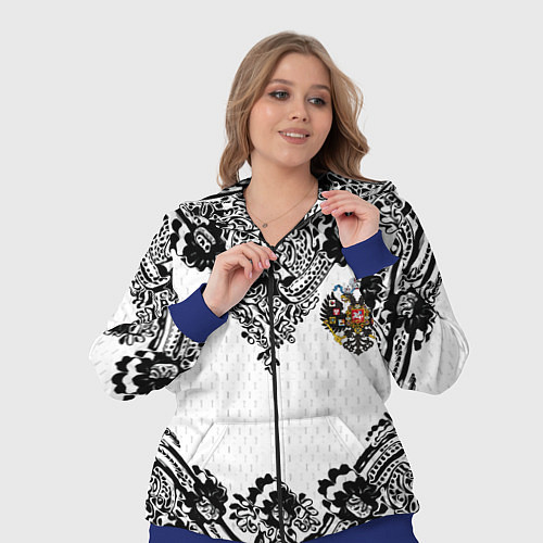 Женский костюм Имперский узор Россия герб патриотизм / 3D-Синий – фото 3