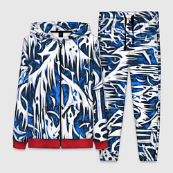 Женский 3D-костюм Белый и синий узор, цвет: 3D-красный